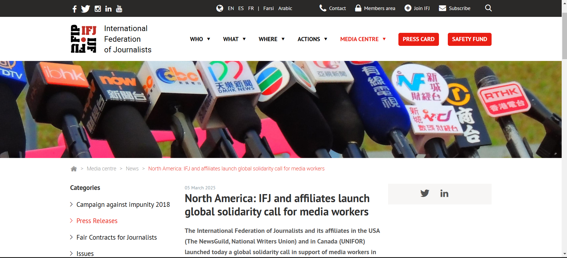 International Federation of Journalist Stay Informed