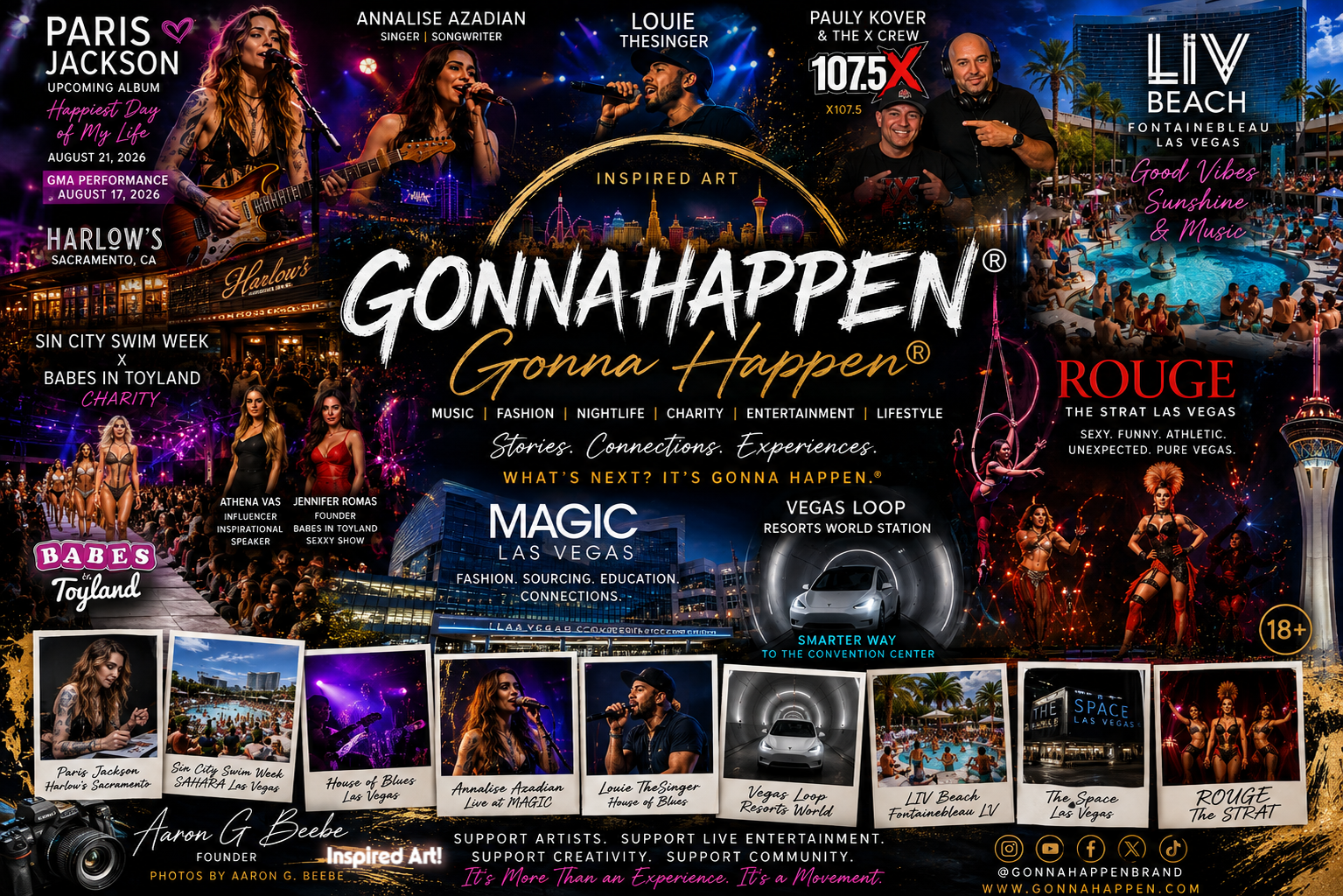 Paris Jackson to MAGIC Las Vegas 2026: Music, Fashion, LIV Beach, Louie The Singer, The Loop, Resort World ROUGE, American Century Classic and more... The GONNA HAPPEN® Journey