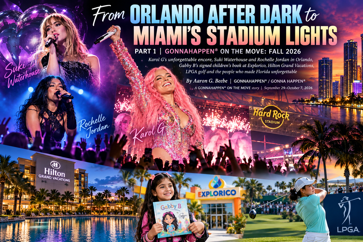 *Karol G’s unforgettable encore, Suki Waterhouse and Rochelle Jordan in Orlando, Gabby B’s signed children’s book at Explorico, Hilton Grand Vacations, LPGA golf and the people who made Florida unforgettable* by Aaron G Beebe