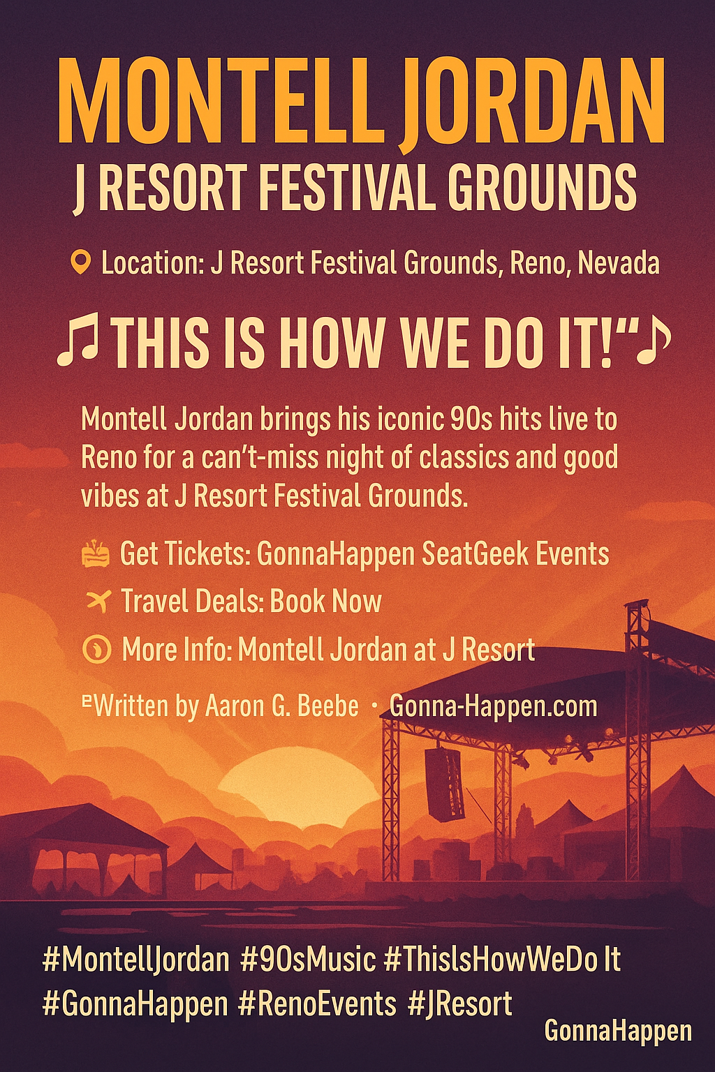 🎤 Montell Jordan – J Resort Festival Grounds (June 7, 2025 6PM) - Double Check For Local Start Times