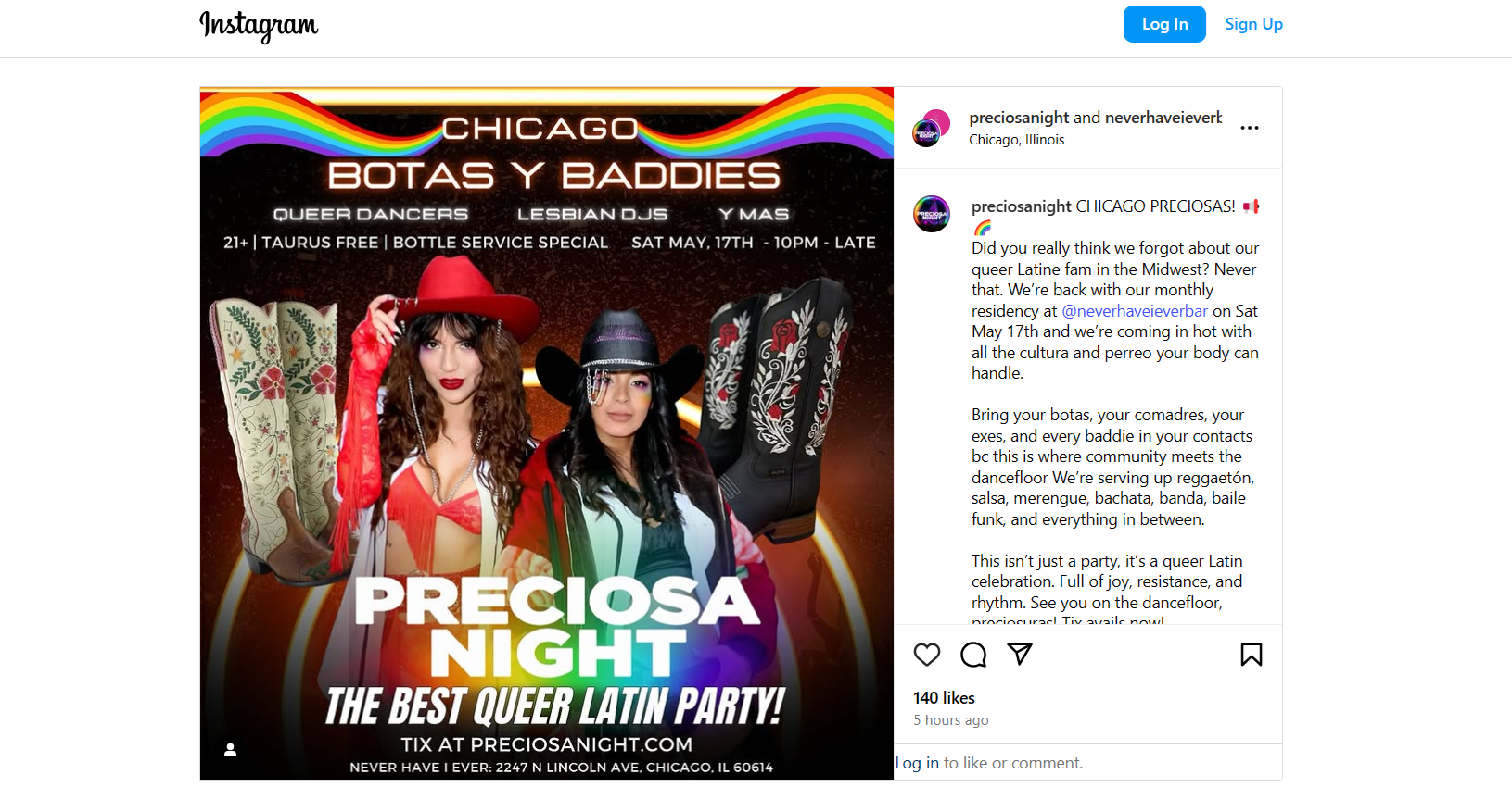 Preciosa Night – Botas y Baddies (Chicago)