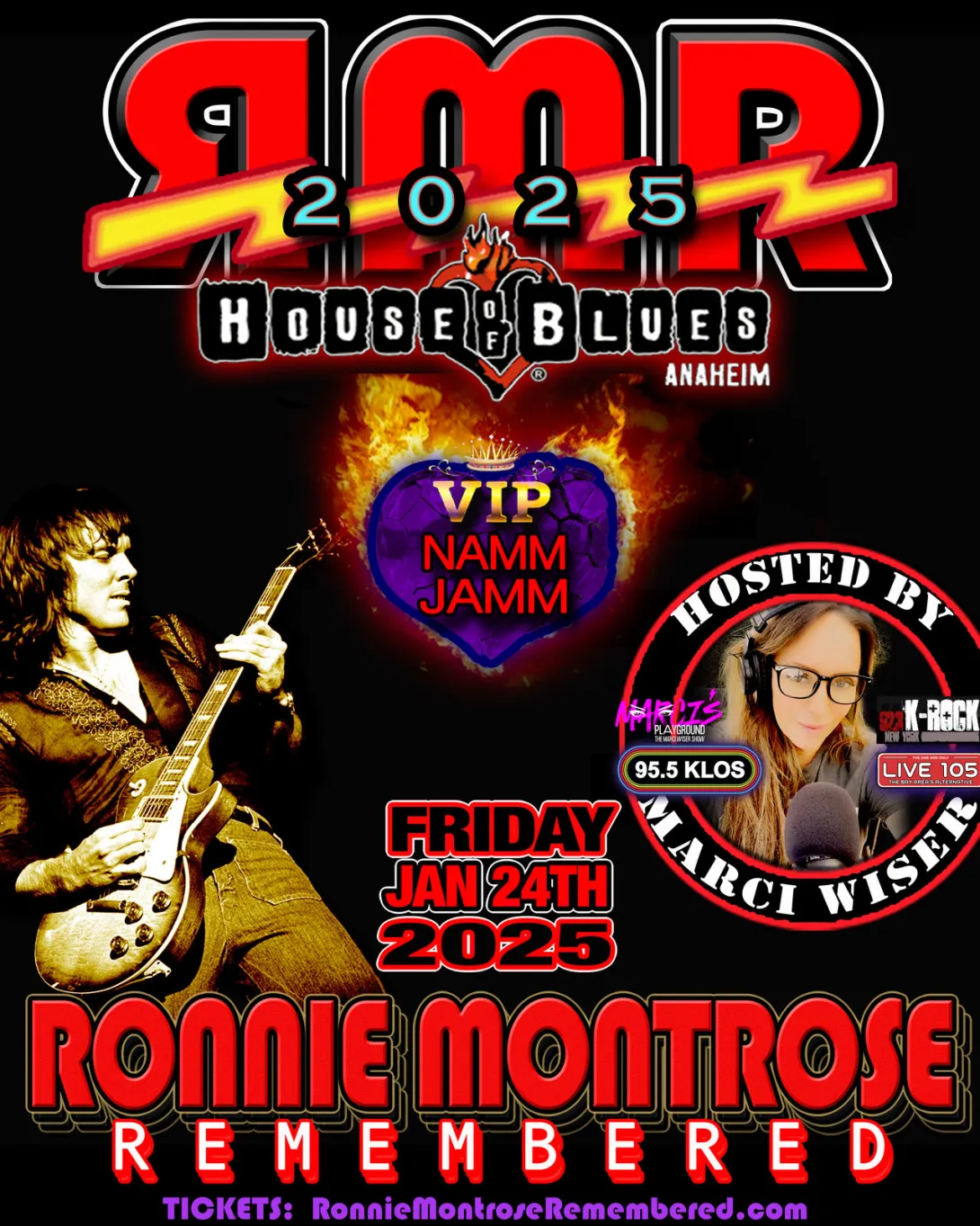 Ronnie Montrose, NAMM 2025, Anaheim, House of Blues, Rock Concert, Tribute Concert, Iconic Guitarist, Rock Legends, David Ellefson, Keith St John, Marci Wiser, Sweet Relief Musicians Fund, Tickets, Music Event, Live Music